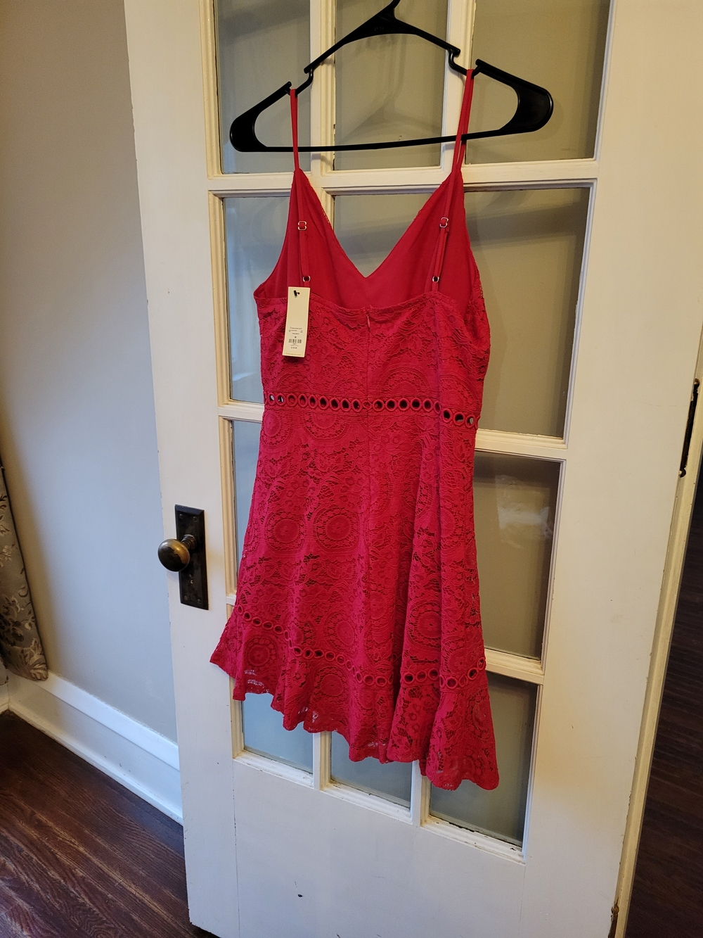 Francesca's Collections Red Lace Mini Dress with Spaghetti Straps Medium - Picture 10 of 15